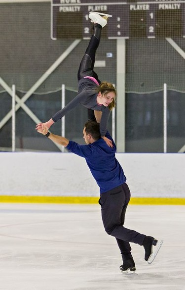 Patricia Andrew and Steven Adcock practise at the Wayne Gretzky Sports Centre in Brantford, Ontario on Tuesday November 17, 2020. Brian Thompson/Brantford Expositor/Postmedia Network
