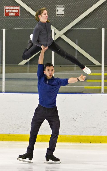 Patricia Andrew and Steven Adcock practise at the Wayne Gretzky Sports Centre in Brantford, Ontario on Tuesday November 17, 2020. Brian Thompson/Brantford Expositor/Postmedia Network