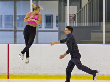 National champions Kirsten Moore-Towers and Michael Marinaro practise at the Wayne Gretzky Sports Centre in Brantford, Ontario on Tuesday November 17, 2020. Brian Thompson/Brantford Expositor/Postmedia Network