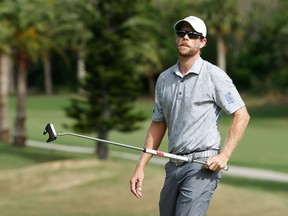 Bearntford's David Hearn of Canada reacts on the sixth green during the final round Sunday of the Bermuda Championship at Port Royal Golf Course on  in Southampton, Bermuda.