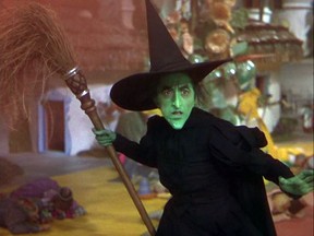 Margaret Hamilton as the Wicked Witch of the West in the Wizard of Oz.