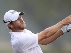 Brantford's David Hearn tees off the second hole during the first round of the Houston Open golf tournament.