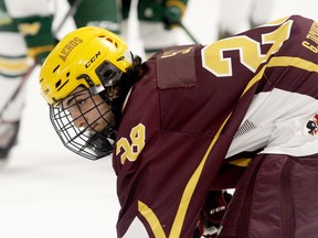 Liam Silva scored twice for Athens in the Aeros' final home game of the 2019-2020 CCHL2 regular season, a 3-2 OT loss to Alexandria in February. The Jr. A league has returned to its former name, the EOJHL. Athens has been playing controlled scrimmages with the Brockville Tikis as part of pre-season activities. (FILE PHOTO)