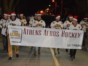 Athens Aeros players take part in the 2018 Parade of Lights. This year's event has been cancelled because of COVID-19; township council is encouraging residents to light up their homes and yards 'extra' this Christmas season and then drive around and enjoy the displays.
File photo/The Recorder and Times