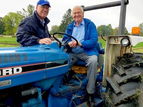 Leeds-Grenville-Thousand Islands and Rideau Lakes MPP Steve Clark, left, and Ontario Agriculture Minister Ernie Hardeman pose at the 2019 Grenville County Plowing Match held on the former Kemptville College lands.(SUBMITTED PHOTO)