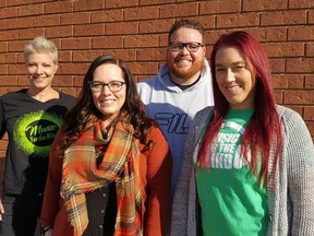 Natalie Howe, left, Tiffany Kaloyanis, Luke Davidson and Elisha Banks are hopeful for their second-annual Music for the Mind concert, slated for next year. (Trevor Terfloth/The Daily News)