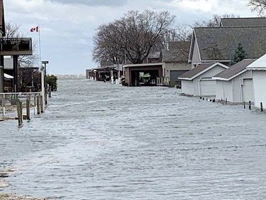 Strong winds caused flooding along the Tackle Line cut in Mitchell's Bay on Sunday. Ellwood Shreve/Chatham Daily News/Postmedia Network