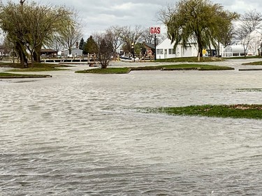 Marine Park marina in Mitchell's Bay was flood on Sunday as strong winds caused water levels from Lake St. Clair to rise on Sunday. Ellwood Shreve/Chatham Daily News/Postmedia Network