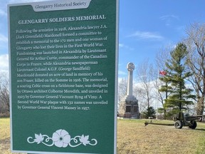 The Glengarry Soldiers Memorial Plaque in Alexandria. Handout/Cornwall Standard-Freeholder/Postmedia Network

Handout Not For Resale