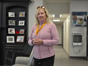Beyond 21 president Tish Humphries stands within the organization's newly unveiled centre on Thursday November 26, 2020 in Cornwall, Ont. Francis Racine/Cornwall Standard-Freeholder/Postmedia Network