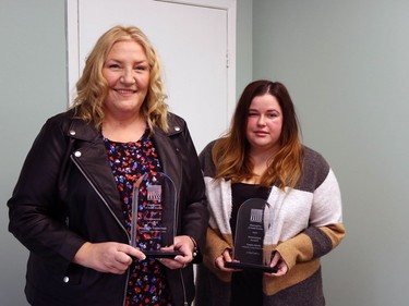 Laura Jarvis and Marianne Vanderlaan with the Innovation Award.Handout/Cornwall Standard-Freeholder/Postmedia Network

Handout Not For Resale