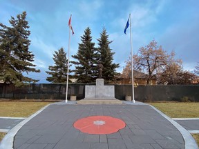 The sun sets over the cenotaph park along Fifth Avenue on October 30.