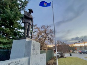 The sun sets over the cenotaph park along Fifth Avenue on October 30.