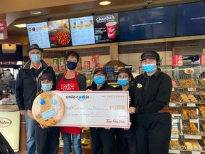 Devon Tim Hortons made a donation to the Devon Christmas Elves 2020 season.
(Supplied)