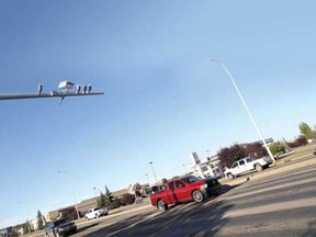 RCMP are investigating after two traffic cameras were shot on Oct. 11 and Oct. 24 at the intersections of Sherwood Drive and Granada Boulevard and Wye Road and Brentwood Boulevard, respectively. Photo Supplied