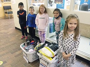 During the month of October St. Jerome students participated in a program called "Socktober". In the photo are Aayansh Prajapati, Creedon Jeffries, Bailey Sanford, Lianne Rodrigue and Grace Martell.