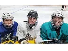 The Kirkland Lake Gold Miners training camp is well underway. In the photo are Lucas Renzoni, Matt King (acquired from Aurora) and Connor Van Weelie. The players represent three of the six ex-Everest Academy grads on the roster.
