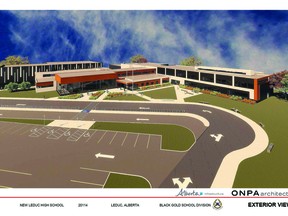 A draft image of the new BGSD high school in Leduc. (Supplied)