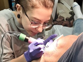 Danni Aleah of Inklined Studios in North Bay tattoos a customer.
Steph Saile Photo