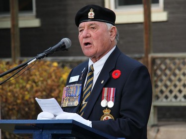 Royal Canadian Legion Branch 72 President Stan Halliday begins the Remembrance service at the cenotaph in Pembroke on Nov. 11. Anthony Dixon