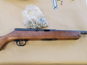 A sawed-off rifle police found on a man arrested in downtown Owen Sound on Tuesday, November 17, 2020.