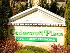 Stratford's Cedarcroft Place retirement home is in the midst of a COVID-19 outbreak that has infected more than 40 residents to date.
GALEN SIMMONS/STRATFORD BEACON HERALD/POSTMEDIA NETWORK