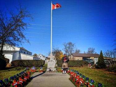 Eddie Babcock of Sarnia visited and played Amazing Grace at several cenotaphs in Lambton County for Remembrance Day. (Submitted)