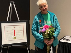 Donna McKean with her Order of the Red Cross Award.