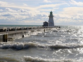 Waves in Port Dover were picking up on Monday afternoon. The Long Point Region Conservation Authority  issued a flood watch for all of the Lake Erie shoreline within its jurisdiction. The watch is in effect until 9 a.m. on Tuesday. (ASHLEY TAYLOR)