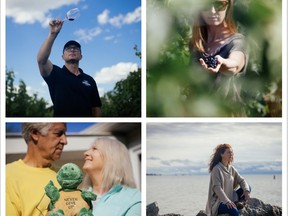 Mat and Melissa Vaughan (top), John and Jan Everett (bottom left), and Holly Anderson (bottom right), all of Norfolk County, were featured in a photo documentary series focused on protecting Lake Erie. (Colin Boyd Shafer/Environmental Defence)