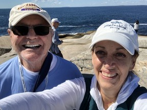 David Edgell, professor emeritus of trade, tourism, and economic development throughout the world, with his wife Sarah, while at Peggy's Cove. They have chatted with our Bonnie and are eager to visit Manitoulin Island when it is safe and possible. Supplied