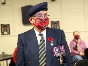 Second World War veteran Max Topolnisky was on hand for a Remembrance Day service at Branch 564 of the Royal Canadian Legion in Sudbury, Ont. on Wednesday November 11, 2020.
