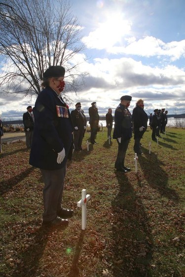 Participants take part in a Remembrance Day service at Branch 76 of the Royal Canadian Legion in Sudbury, Ont. on Wednesday November 11, 2020. John Lappa/Sudbury Star/Postmedia Network