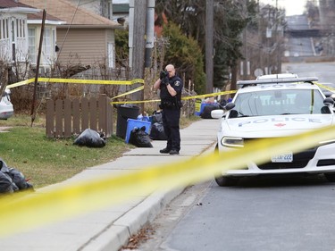 Greater Sudbury Police were investigating an incident on Frood Road in Sudbury, Ont. on Thursday November 19, 2020. Police said they found shell casings on the ground near a home on Frood Road in the Donovan area, after responding to reports of possible gunfire late Wednesday night. John Lappa/Sudbury Star/Postmedia Network