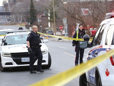 Greater Sudbury Police were investigating an incident on Frood Road in Sudbury, Ont. on Thursday November 19, 2020. Police said they found shell casings on the ground near a home on Frood Road in the Donovan area, after responding to reports of possible gunfire late Wednesday night. John Lappa/Sudbury Star/Postmedia Network