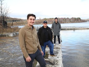 Hosts Tommy Vlahos, left, Alex Cimino and producer Mason Savage have created a podcast called Behind the Bench.