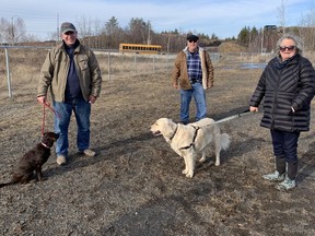 York K9 Club board members Daryl Park with Stella, Dan Skwarok, and Derry McTaggart with Bess. Supplied photo