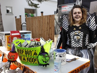 Crystal Marcotte was one of the volunteers helping out during the haunted house tour on Toke Street on Saturday. 

RICHA BHOSALE/The Daily Press
