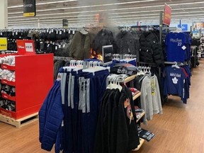 A fire inside North Bay Walmart Friday night appears to have started in the men's winter coat section. Submitted Photo