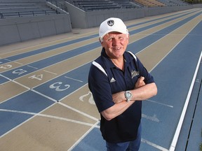 Dennis Fairall, former head coach of the University of Windsor track and field team is shown at the Alumni Stadium on May 28, 2015.