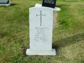 In October the Legion's Last Post Fund placed two headstones in Vulcan Cemetery. The first was for Pte Fred Bennett and his wife, Margaret. The second was for Lance Corporal Bill Hamilton.