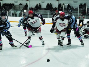 The Lomond Lakers played four consecutive games against the Cochrane Generals to start their Heritage Junior Hockey League season, including two games this past weekend. This photo was taken during their season opener Oct. 30 at the Vulcan District Arena. STEPHEN TIPPER