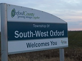 The South-West Oxford Township sign. (Woodstock Sentinel-Review file photo)