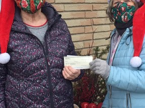 Shirley Purdie and Ginny Ross recently donated another $770 to Huron Shores Hospice, from the sales of their face-masks. SUBMITTED