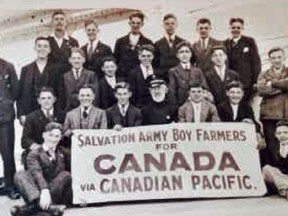 A local author and historian is now looking to hear from people with a connection to the former Burnside Lodge, which housed thousands of people coming to the area in the 1920s and '30s to help with farming. A photo of Immigrant boys newly arrived in Canada. (Handout)