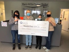 Using BBQs and online auctions, the Melfort Fundraising Group raised $7,000 for the NESPCA to use for their operations. Left to right are: - Marianthe Strydom, Pat Rumberger, Johanna Hnatiuk, and Jan Beuker. Photo submitted.