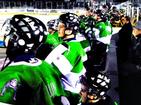 The Thunder played the Fort McMurray Oil Barons outdoors 10 years ago.