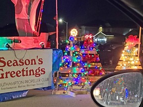 The Southampton Propeller Club and Southampton Marine Heritage Society brought a bit of maritime flavour to the Port Elgin drive-through Santa Claus Parade on Nov. 28.The Southampton parade followed on Dec. 4.