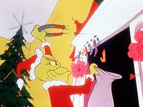 A screenshot from the animated Christmas television special adaptation of the Dr. Seuss story 'How The Grinch Stole Christmas.'