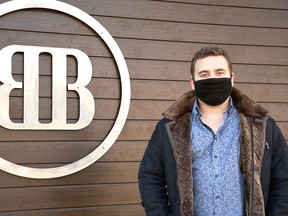 Don Tetrault Jr., owner of Bud Bank Inc., is shown outside of the Chatham cannabis store Dec. 3, 2020. (Tom Morrison/Chatham This Week)